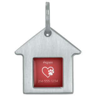 Red Personalized Dog ID Tag Name & Phone