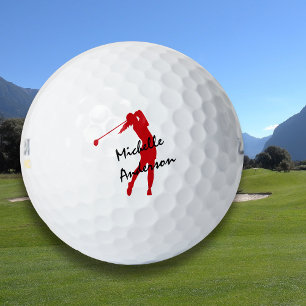 Red Personalized Female Golfer Golf Balls