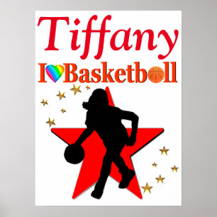 RED PERSONALIZED GIRL'S BASKETBALL POSTER