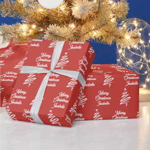 Red Personalized Merry Christmas Festive Holiday Wrapping Paper