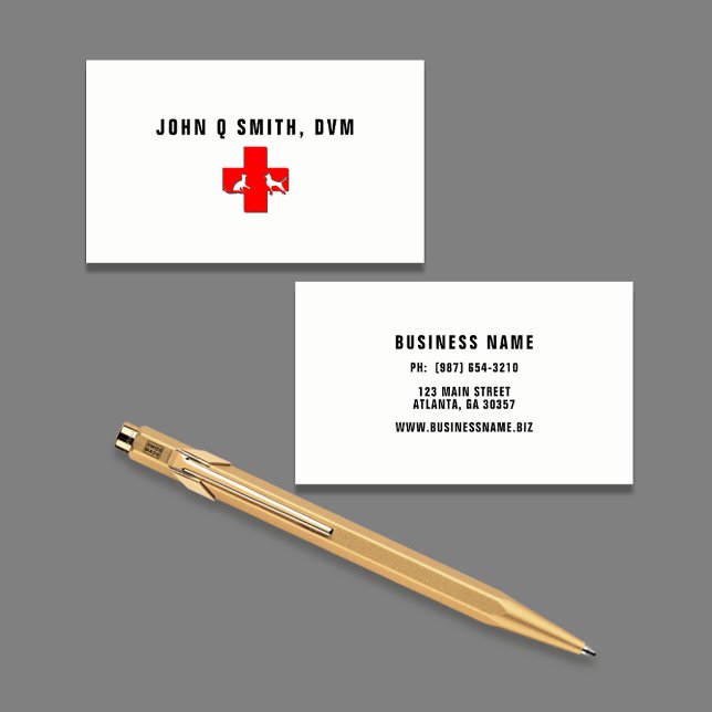 Red Pet Care Cross Veterinarian Business Card (Creator Uploaded)