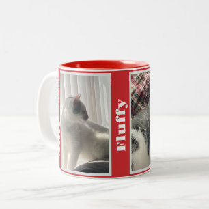 Red Pet Photos and Names Two-Tone Coffee Mug