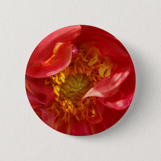 red petals 6 cm round badge (Front)