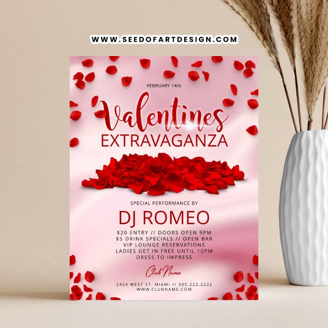 Red Petals Pink Valentine's Day Extravaganza Event Flyer (Creator Uploaded)