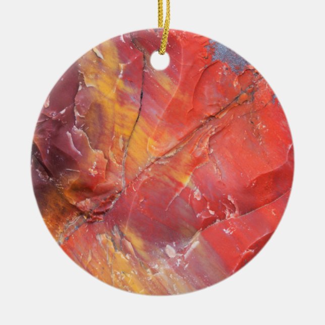 Red Petrified wood detail, Arizona Ceramic Tree Decoration (Front)