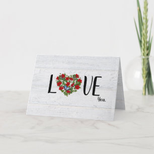 Red petunia and ivy with paint brush anniversary card