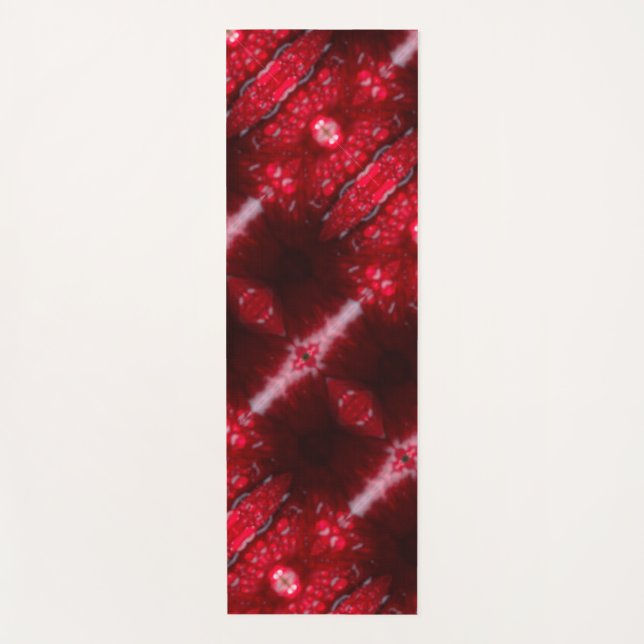 Red Petunia Ikat  Yoga Mat (Front)
