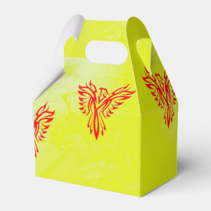 Red phoenix bird on yellow favour box