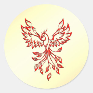 Red Phoenix Rises Classic Round Sticker