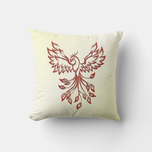 Red Phoenix Rises Cushion (Front)