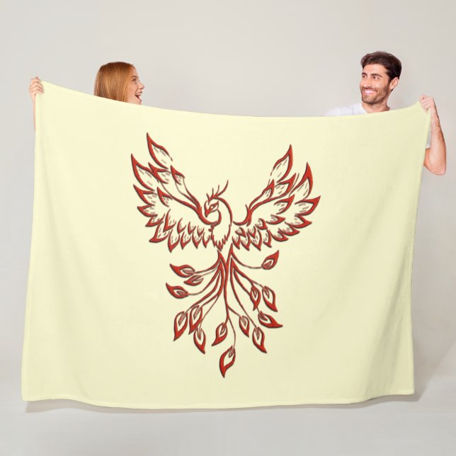 Red Phoenix Rises Fleece Blanket (In Situ)