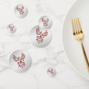 Red Phoenix Rises Silver Confetti