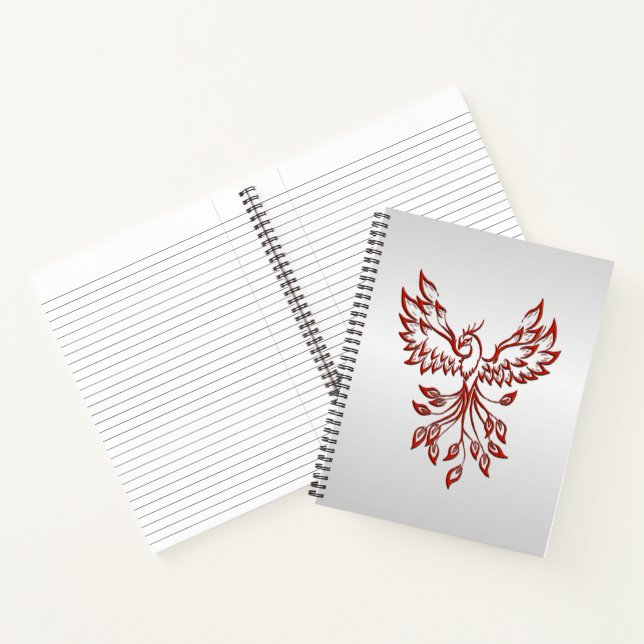Red Phoenix Rises Silver Notebook (Inside)