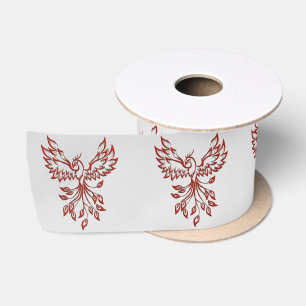 Red Phoenix Rises Silver Satin Ribbon