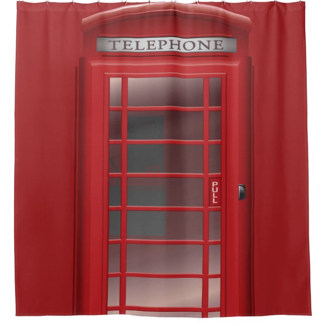 Red Phone Booth Call Box Shower Curtain (Front)