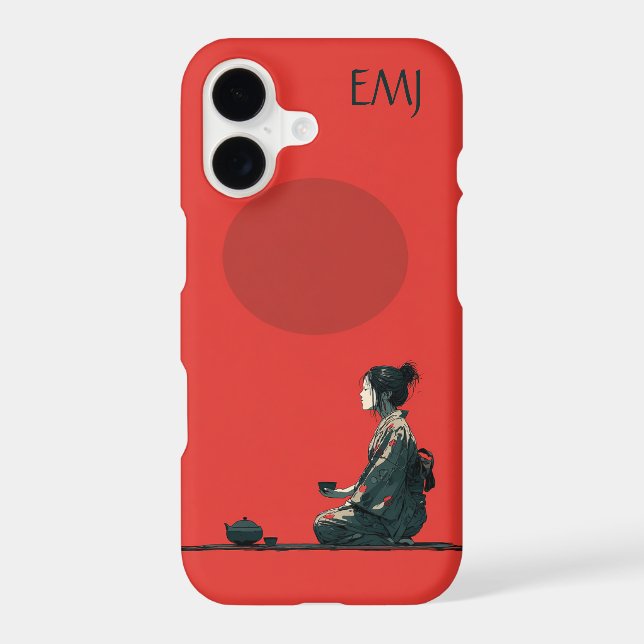 Red Phone Case with Anime Girl | Customisable (Back)