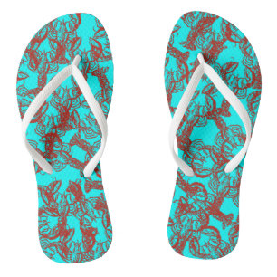 Red Phosphorescent Lobsters Jandals