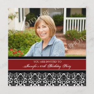 Red Photo 60th Birthday Party Invitations