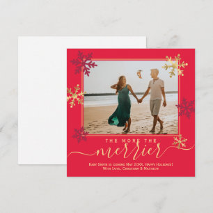 Red Photo Christmas Pregnancy Announcement Card