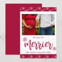 Red Photo Christmas Pregnancy Announcement Cards