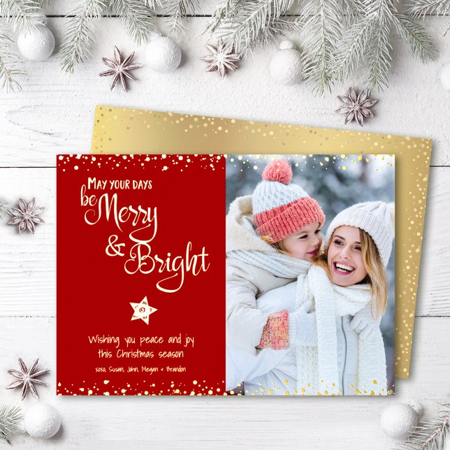 Red Photo Days Be Merry Bright Script Real Gold (Creator Uploaded)