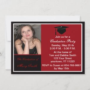 Red Photo Graduation Party Invitation