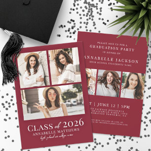 Red Photo Graduation Party Invitation