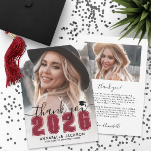 Red Photo Graduation Thank You Card