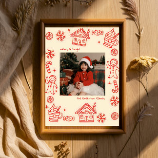 Red Photo Hand Drawn Doodle Whimsical Christmas Poster