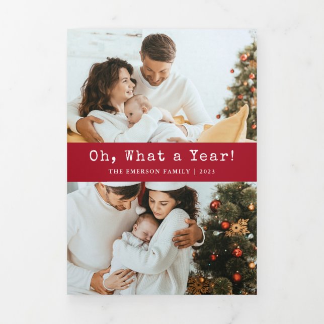 Red Photo Holiday Trifold Card (Cover)