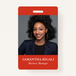 Red Photo Name Tag ID Badge