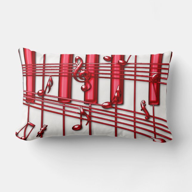 RED PIANO KEYBOARD LUMBAR CUSHION (Front)