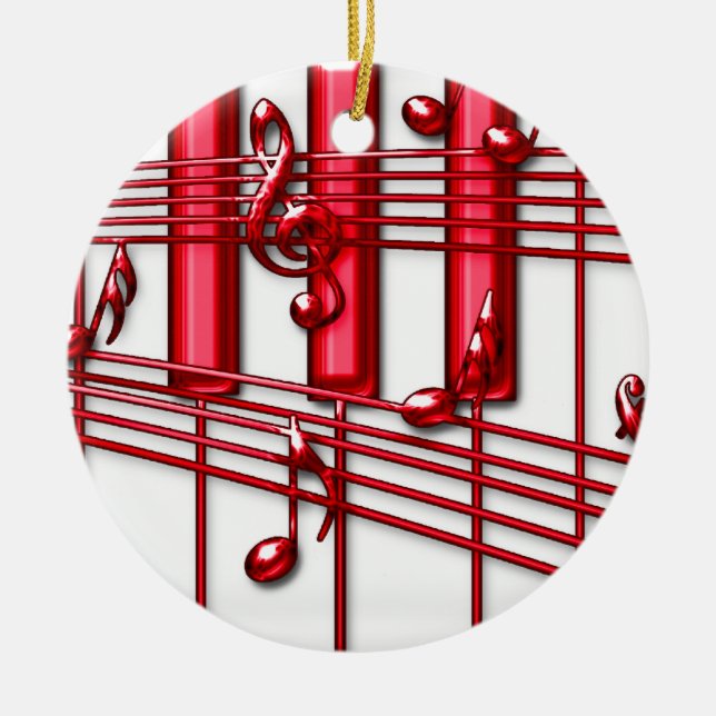 Red Piano Keyboard Ornament (Front)