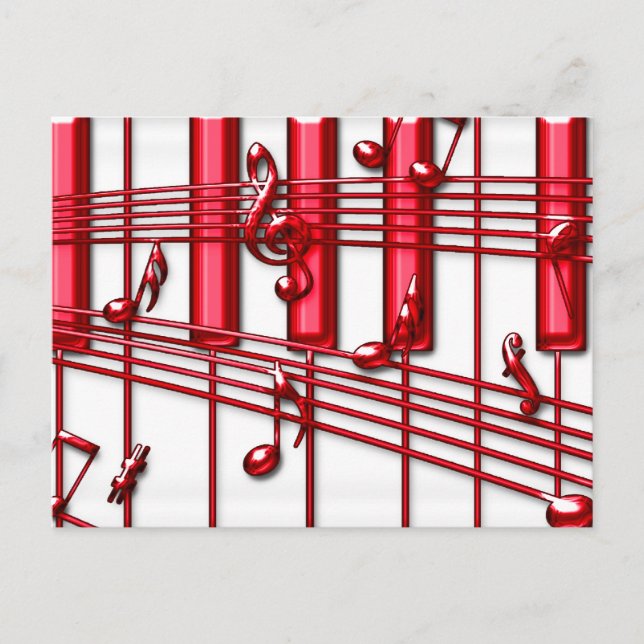 RED PIANO KEYBOARD POSTCARD (Front)