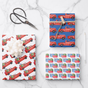 Red Pick Up Truck And Presents  Wrapping Paper Sheet