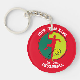 Red Pickleball Club Team Player Pickler Custom Key Ring