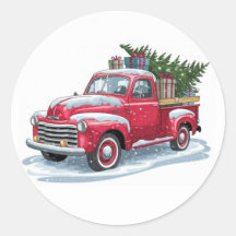 Red Pickup and Christmas Tree