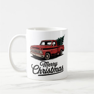 Red Pickup Truck Christmas Tree Vintage Christmas  Coffee Mug