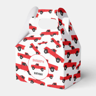 Red Pickup Truck Transportation Trucks Birthday Favour Box