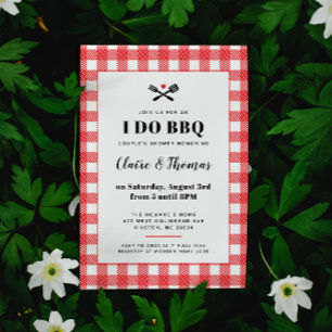 Red Picnic Plaid Cloth I Do BBQ Invitation