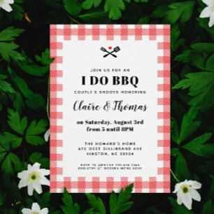 Red Picnic Plaid Cloth I Do BBQ Invitation