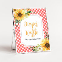 Red Picnic Sunflower Baby Shower Diaper Raffle