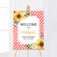 Red Picnic Sunflower Baby Shower Welcome