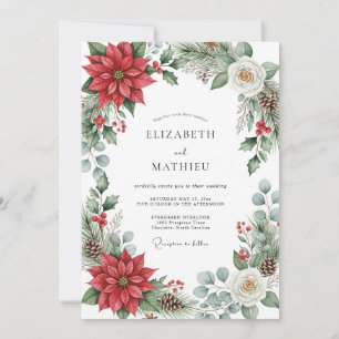 Red Picturesque Yuletide Wedding Invitation