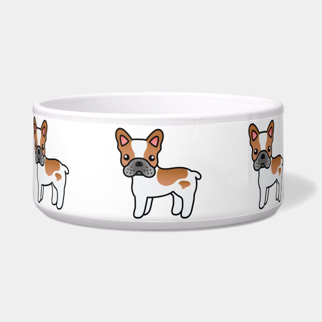 Red Piebald Cartoon French Bulldog (Front)