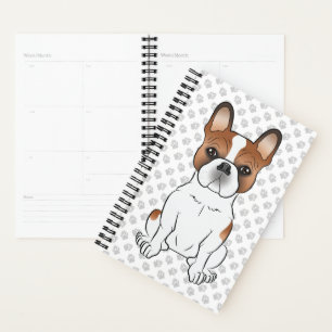 Red Piebald French Bulldog Cute Cartoon Dog & Paws Planner