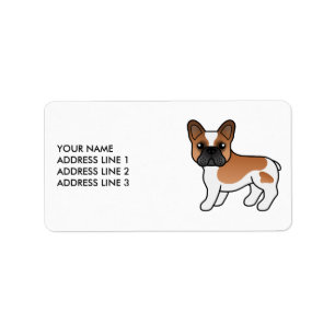 Red Piebald French Bulldog Cute Cartoon Dog & Text Label