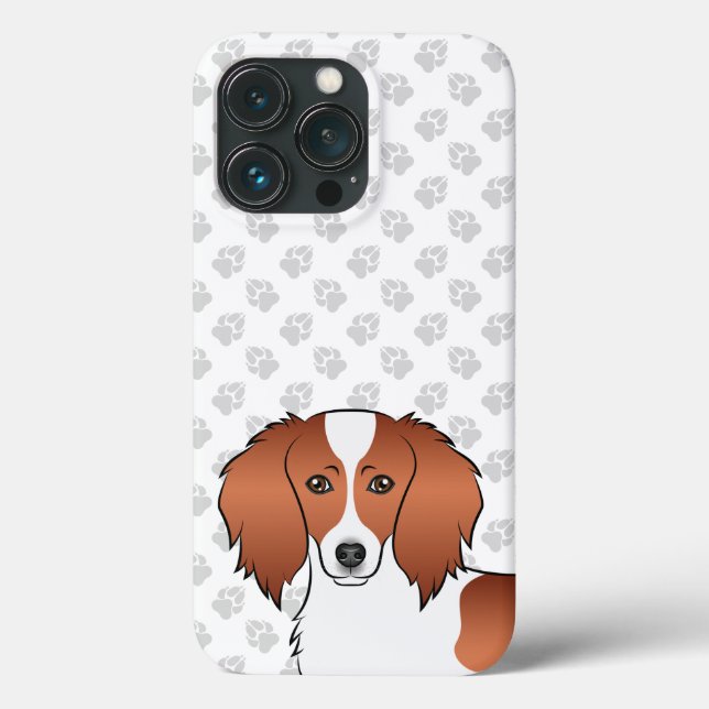 Red Piebald Long Hair Dachshund Cartoon Dog Head Case-Mate iPhone Case (Back)