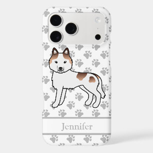 Red Piebald Siberian Husky Cartoon Dog & Name