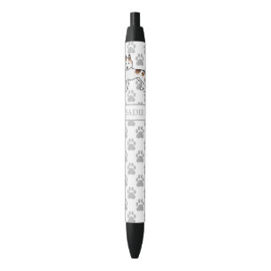 Red Piebald Siberian Husky Cartoon Dog & Name Black Ink Pen